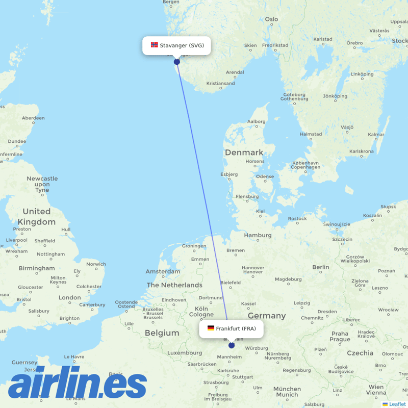 Lufthansa from Stavanger Sola destination map