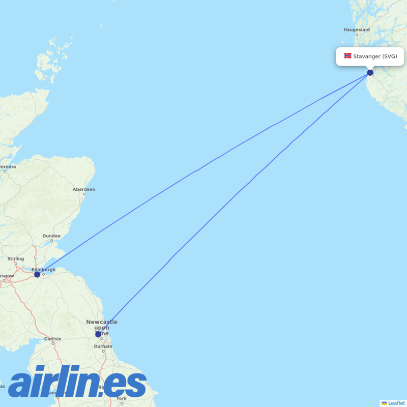 Loganair from Stavanger Sola destination map