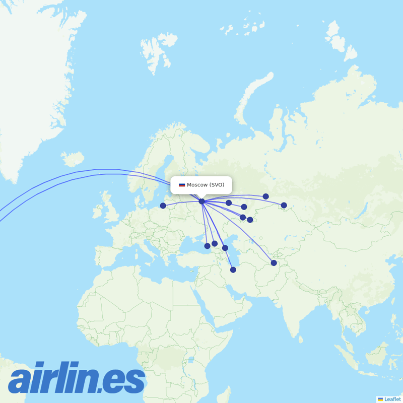 Nordwind Airlines from Sheremetyevo International Airport destination map