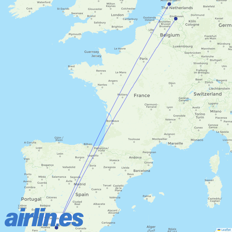 Transavia from Seville Airport destination map
