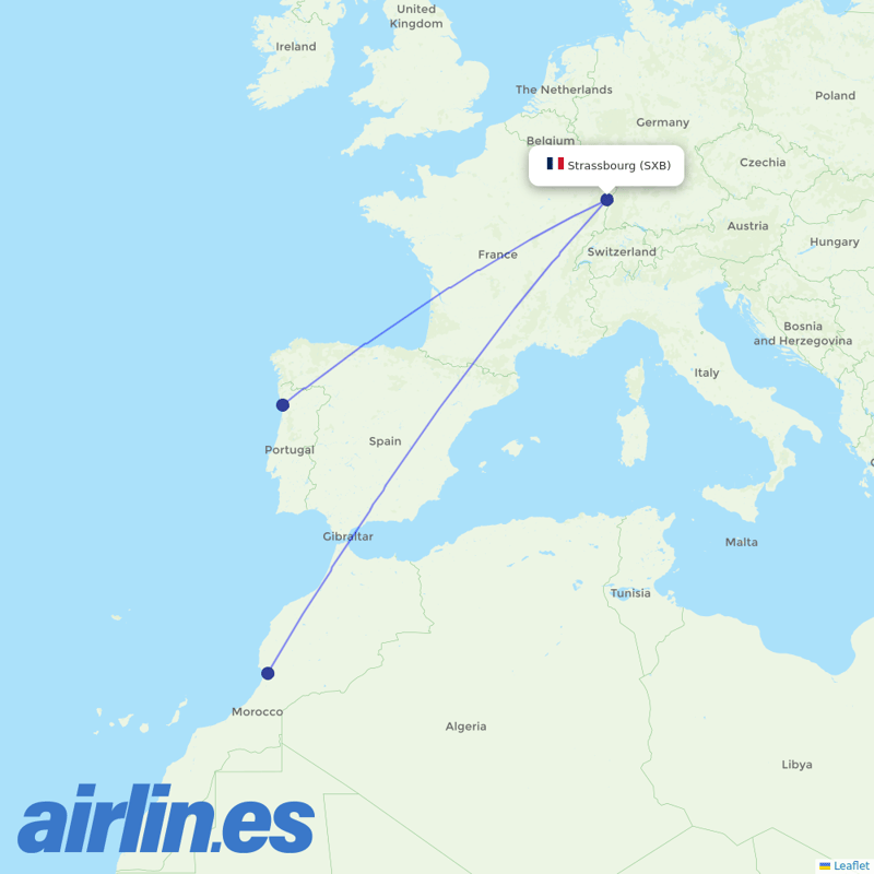 Ryanair from Entzheim destination map