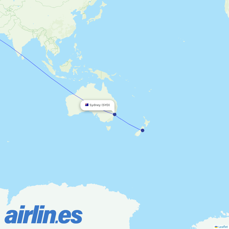 Emirates from Kingsford Smith International Airport destination map