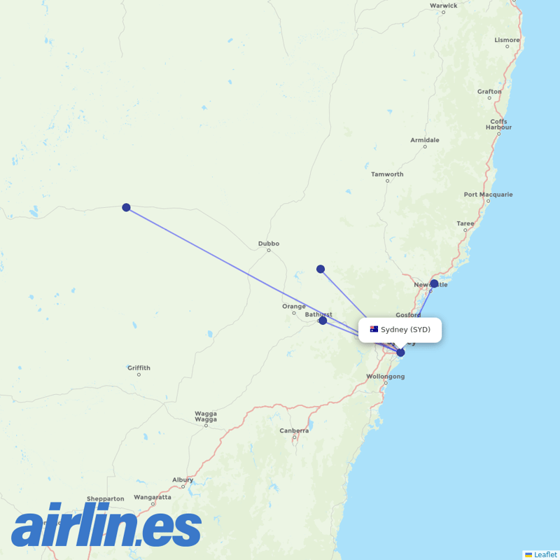 FlyPelican from Kingsford Smith International Airport destination map