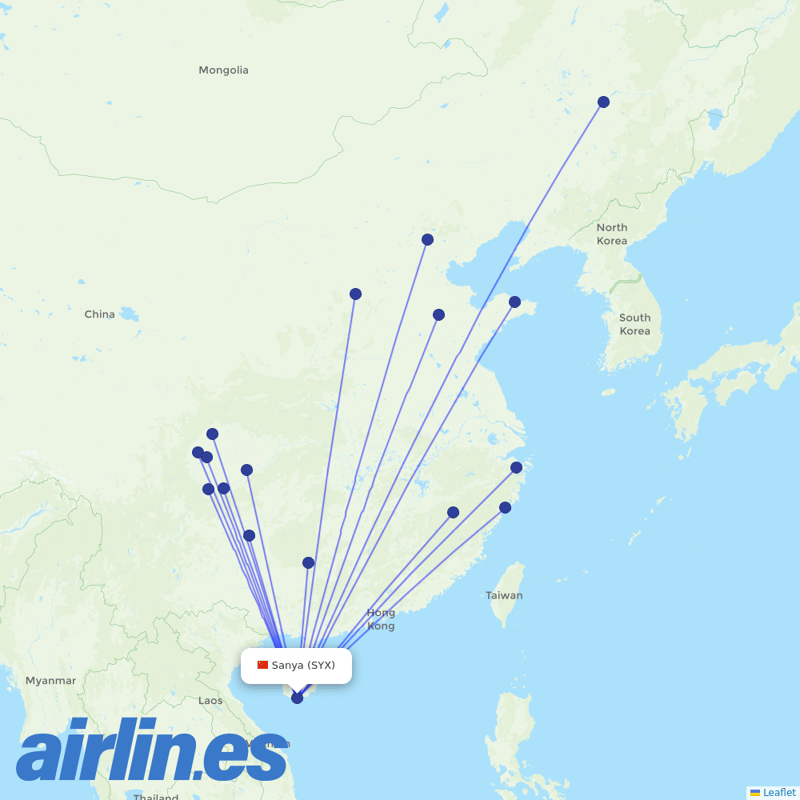 Sichuan Airlines from Phoenix International destination map