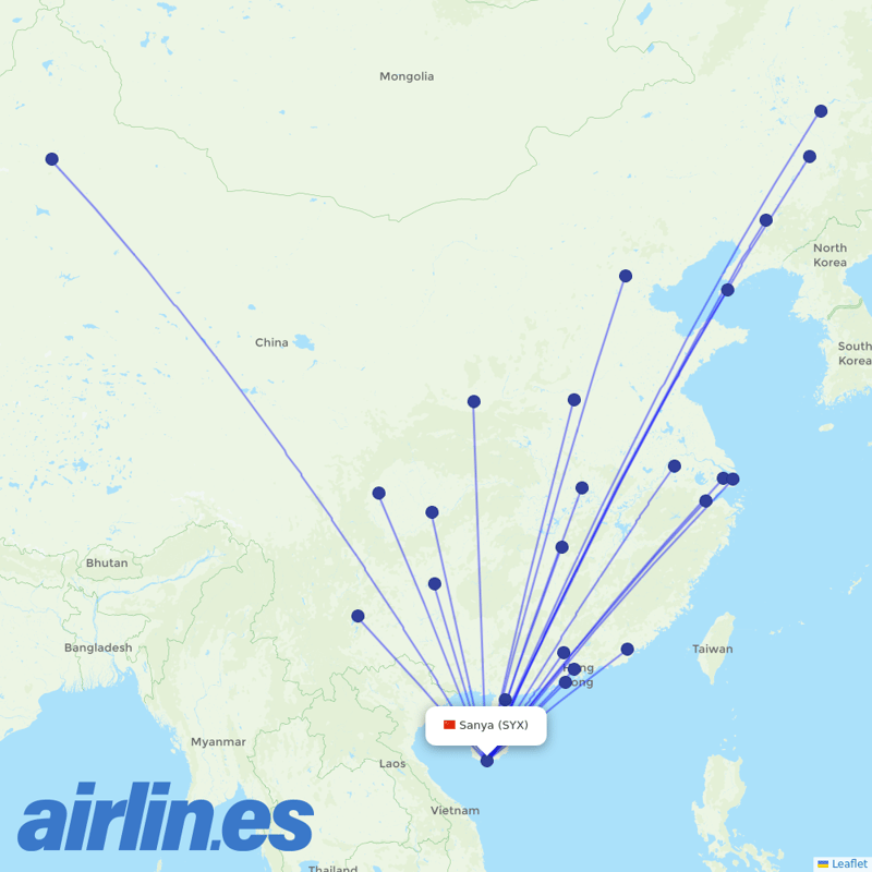 China Southern Airlines from Phoenix International destination map