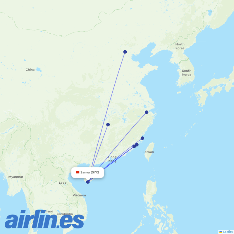 Xiamen Airlines from Phoenix International destination map