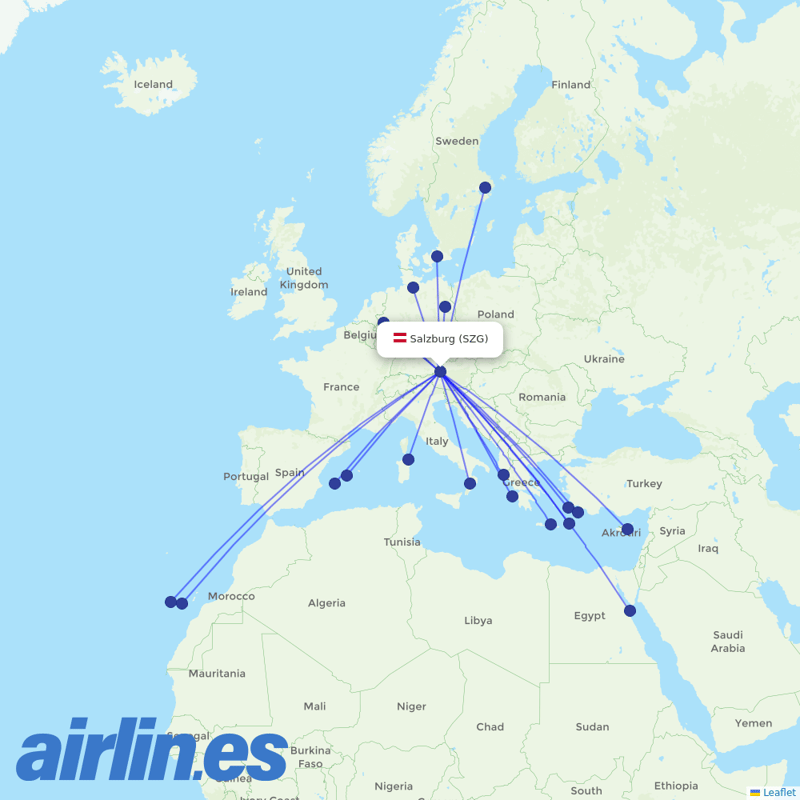 Eurowings from Salzburg Airport destination map