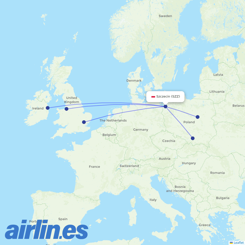 Ryanair from Goleniow destination map