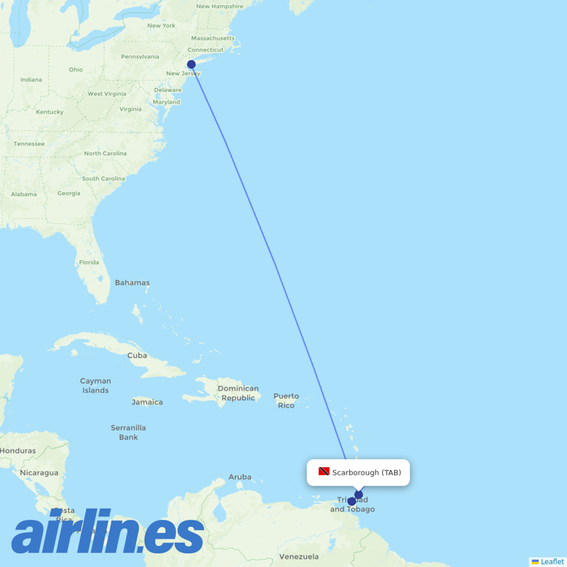 Caribbean Airlines from Crown Point destination map