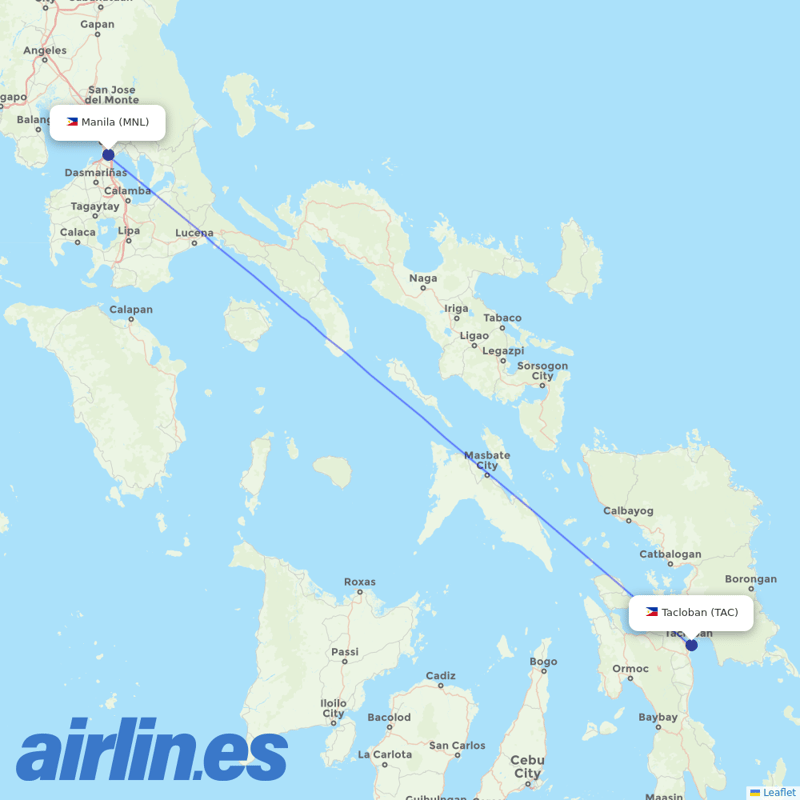 Cebu Pacific Air from Daniel Z Romualdez destination map