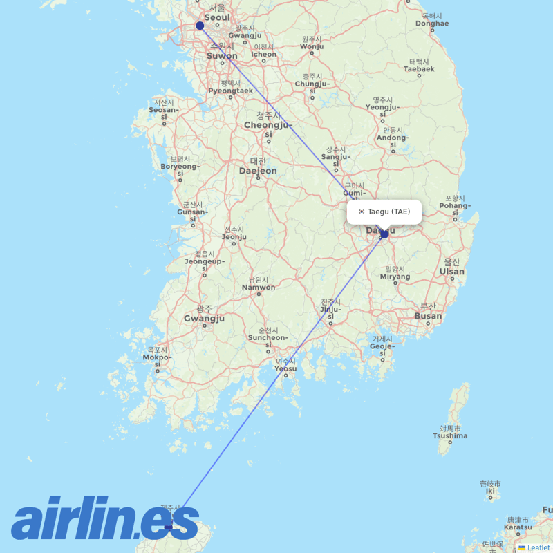 Jeju Air from Daegu Ab destination map