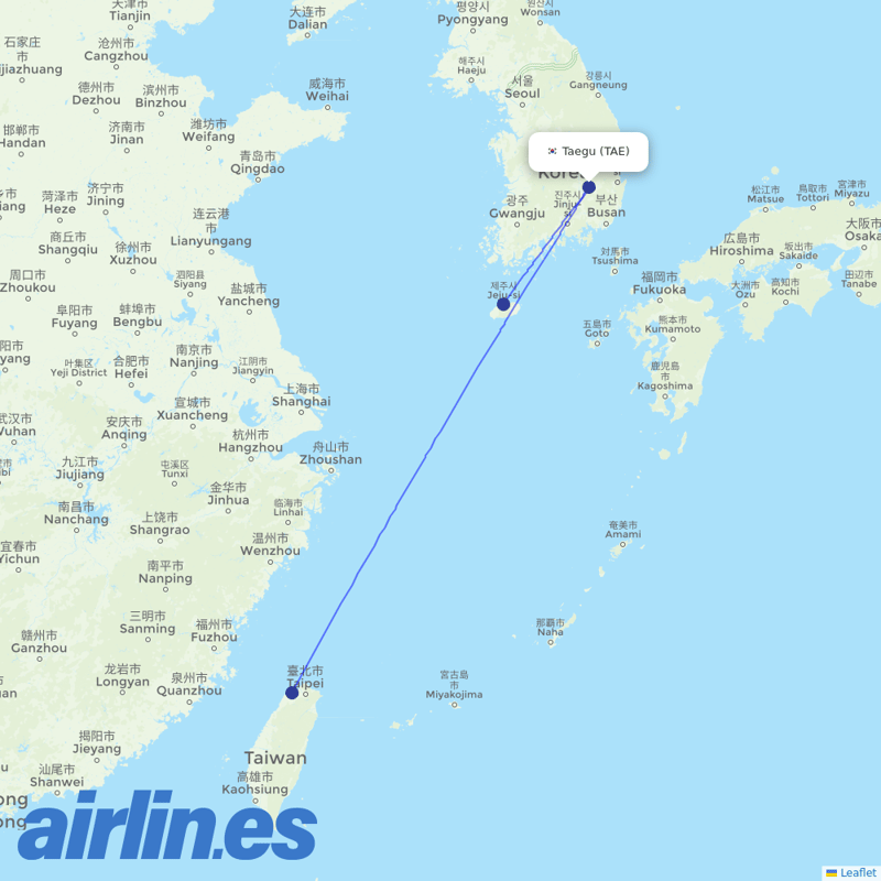Jin Air from Daegu Ab destination map