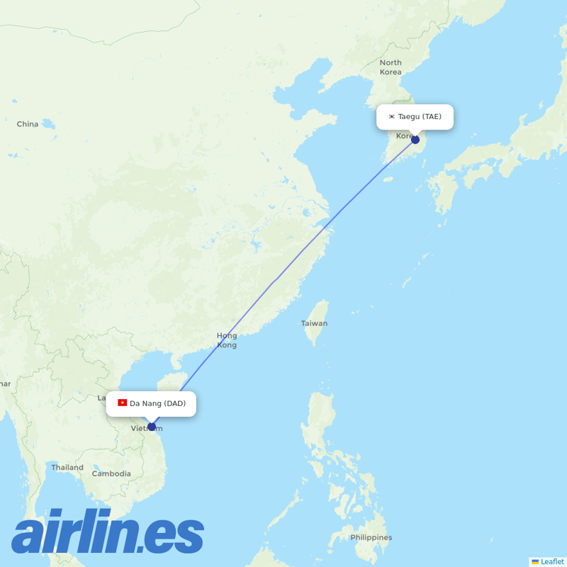 VietJet Air from Daegu Ab destination map