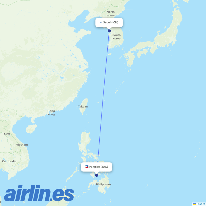 Jeju Air from Bohol International Airport destination map