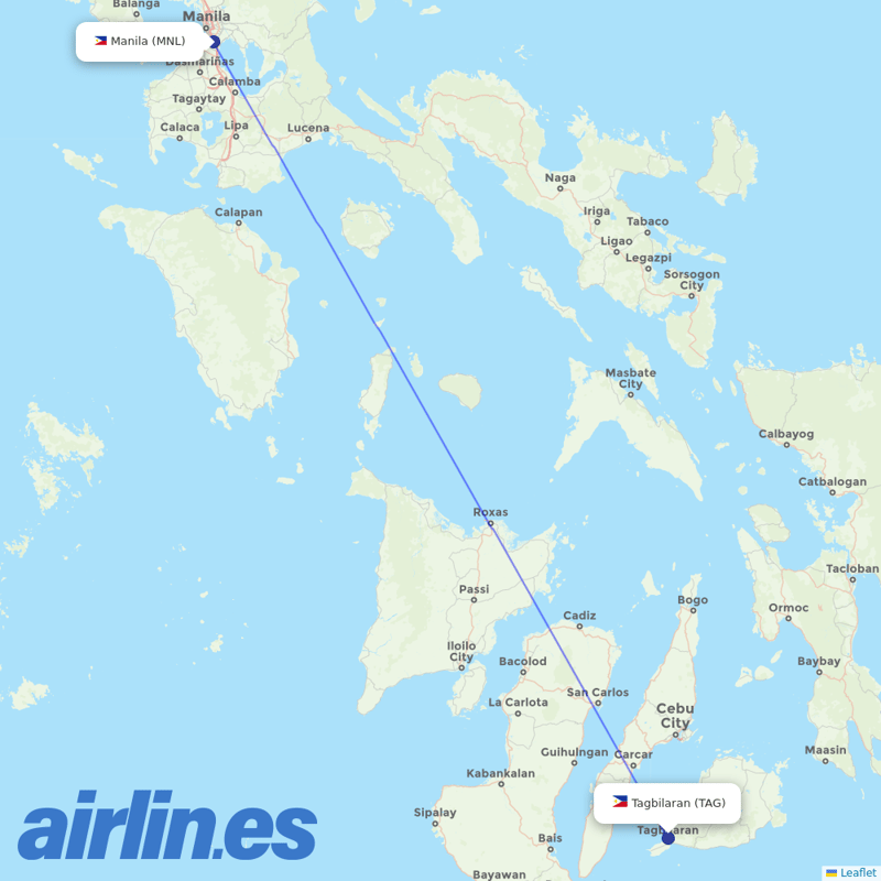 Philippines AirAsia from Bohol International Airport destination map