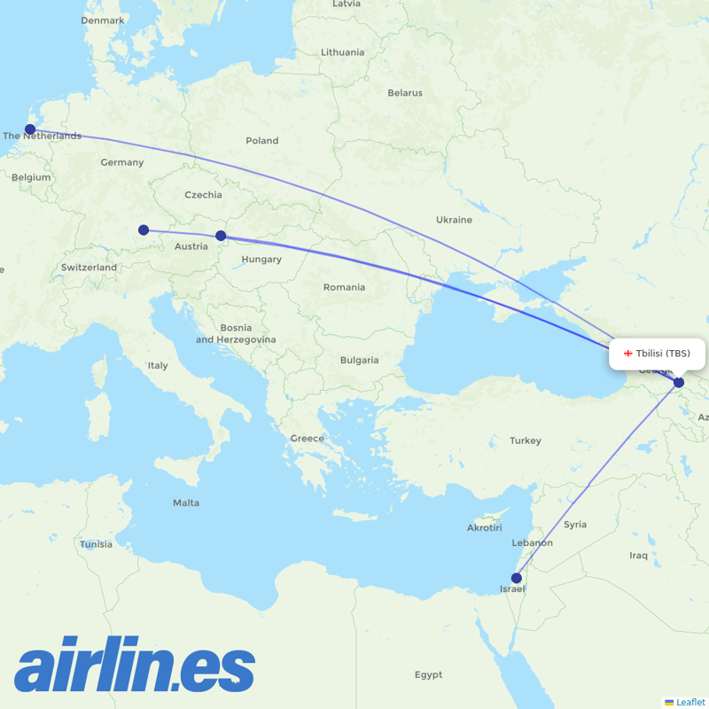Georgian Airways from Lochini destination map