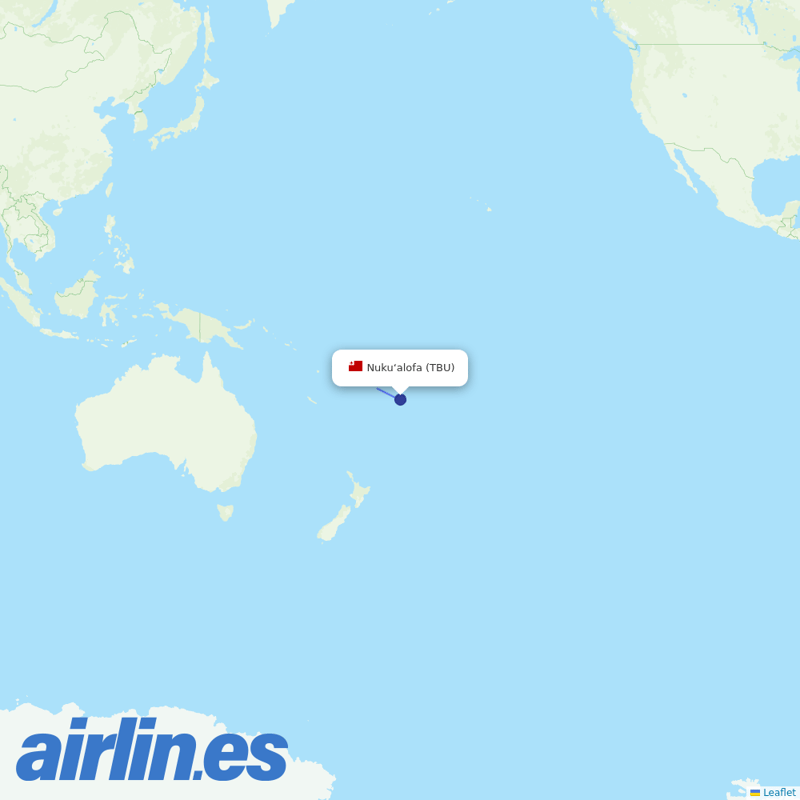 Fiji Airways from Nuku'Alofa destination map