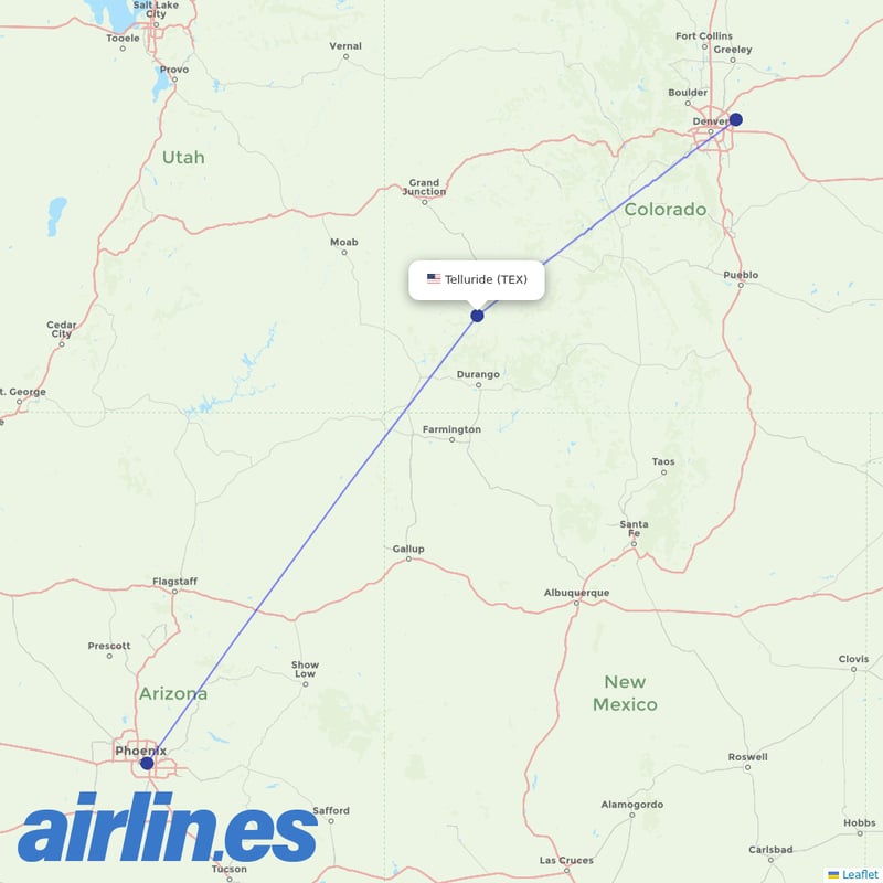 Key Lime Air from Telluride destination map