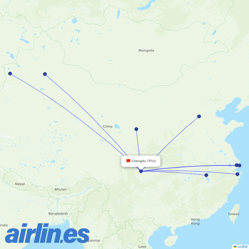 Spring Airlines from Tianfu International Airport destination map