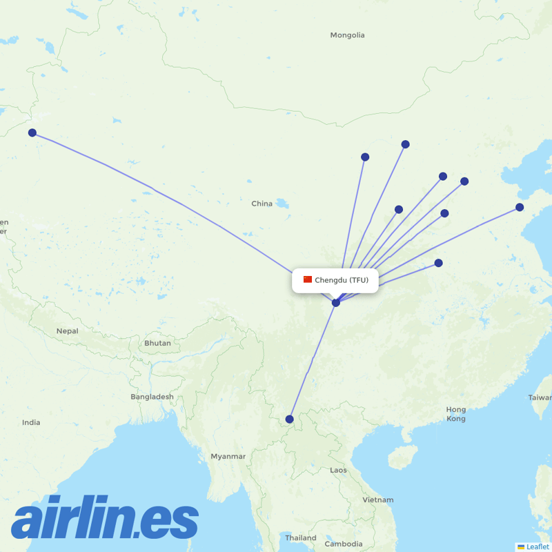 Gestair from Tianfu International Airport destination map