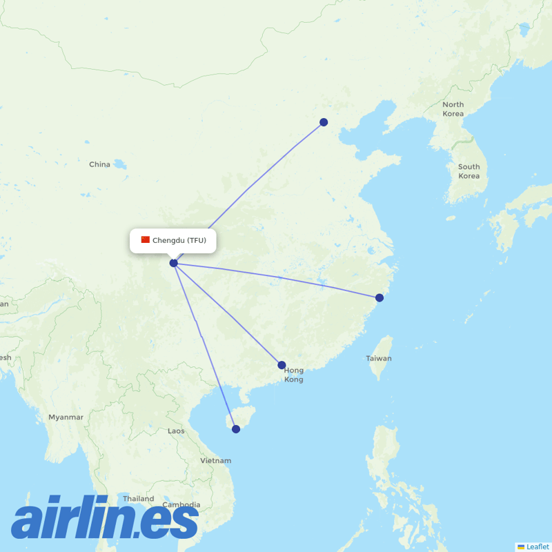 China United Airlines from Tianfu International Airport destination map