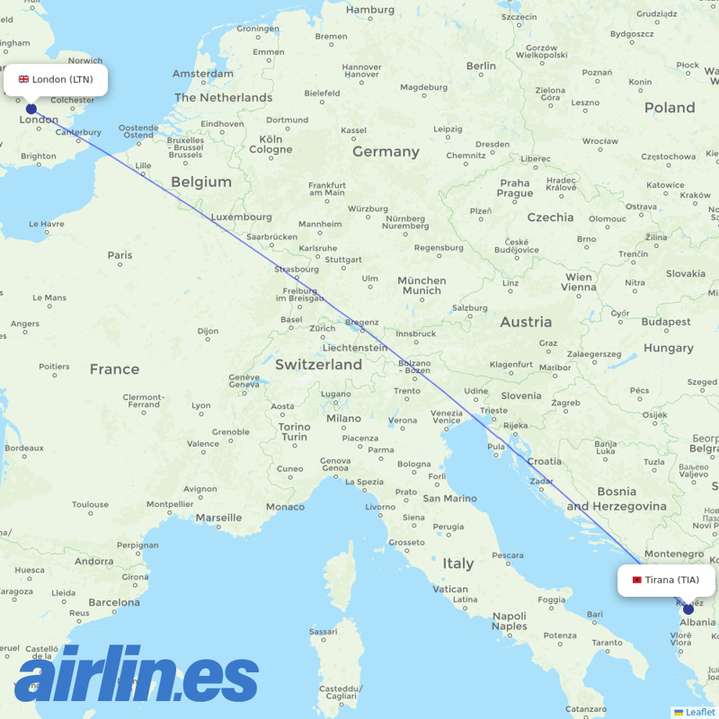 Wizz Air UK from Tirana International Airport Nënë Tereza destination map