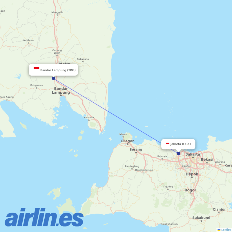 Garuda Indonesia from Bandar Lampung destination map