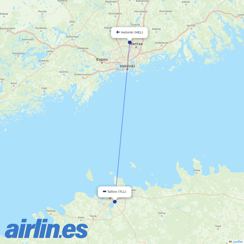 Finnair from Tallinn destination map