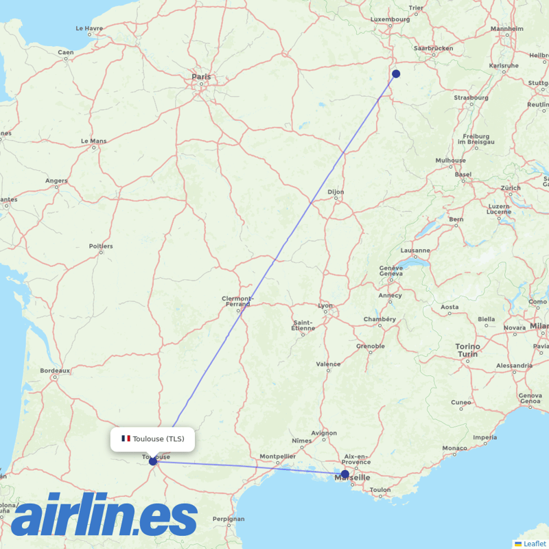 Transcarga from Toulouse–Blagnac Airport destination map