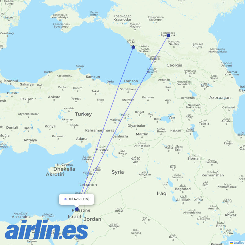 Azimuth Airlines from Ben Gurion International Airport destination map