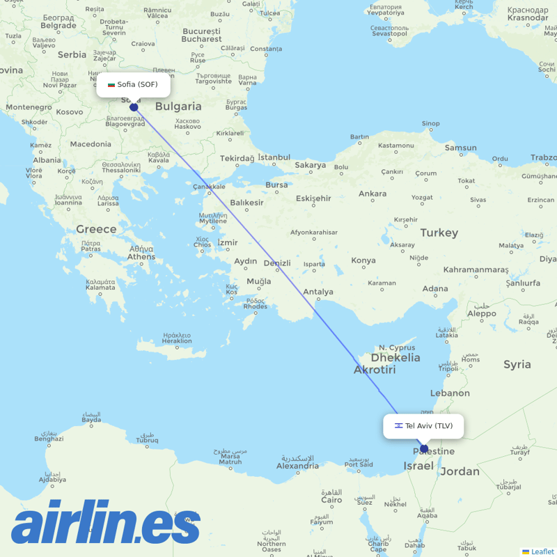 Bulgaria Air from Ben Gurion International Airport destination map