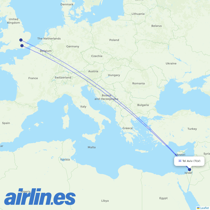 Wizz Air UK from Ben Gurion International Airport destination map