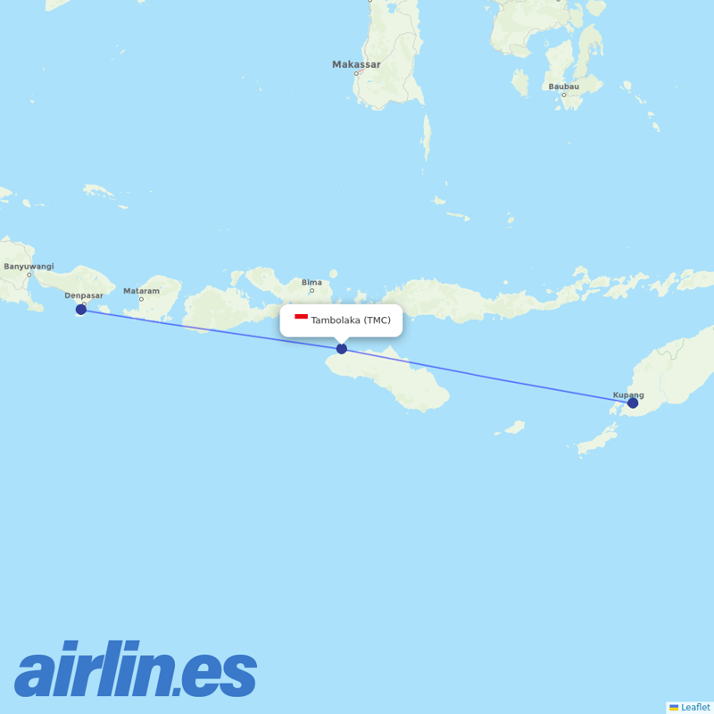 Nam Air from Tambolaka Airport destination map