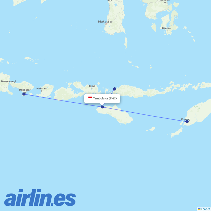 Wings Air from Tambolaka Airport destination map