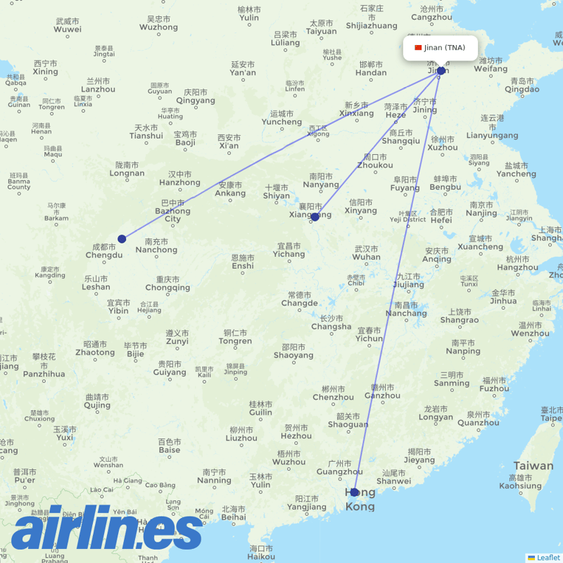 Suparna Airlines from Jinan Yaoqiang International Airport destination map