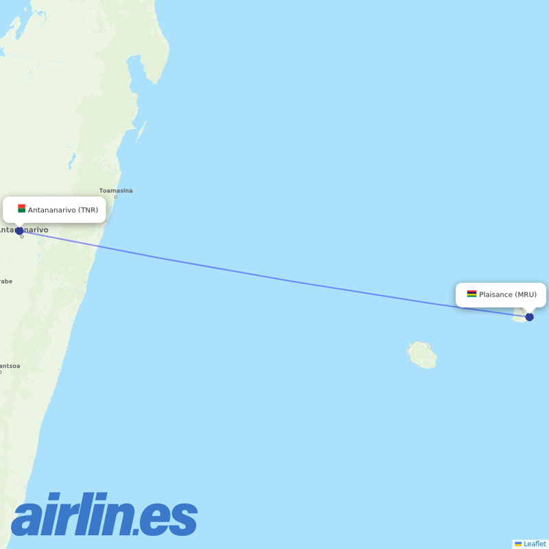 Air Mauritius from Antananarivo Ivato destination map