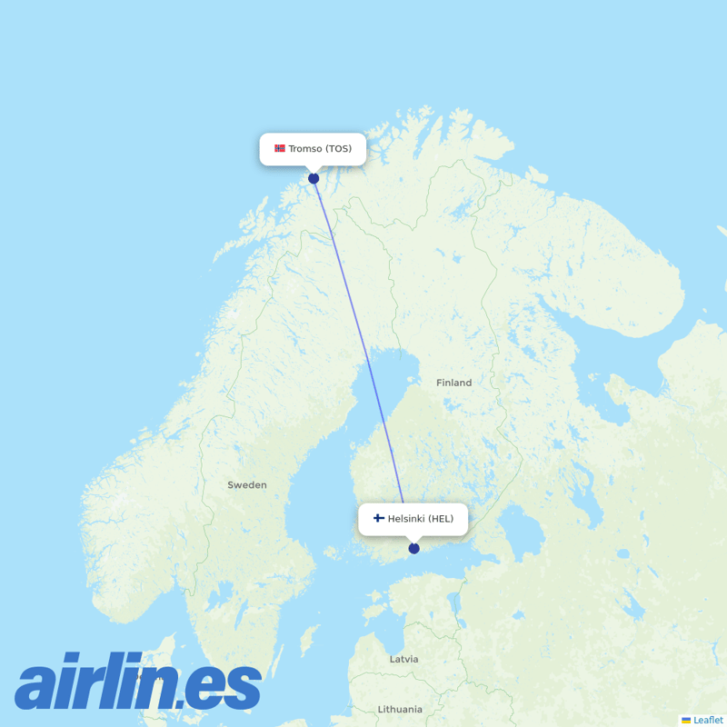 Finnair from Tromso destination map