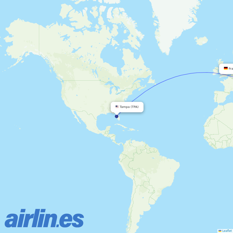 Airbus Transport International from Tampa International destination map