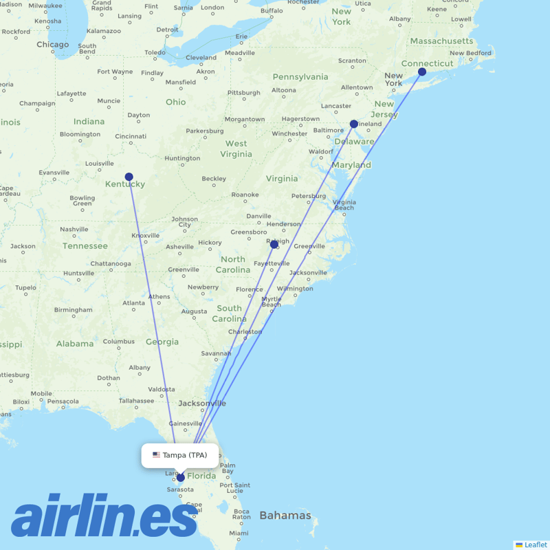 Xtra Airways from Tampa International destination map
