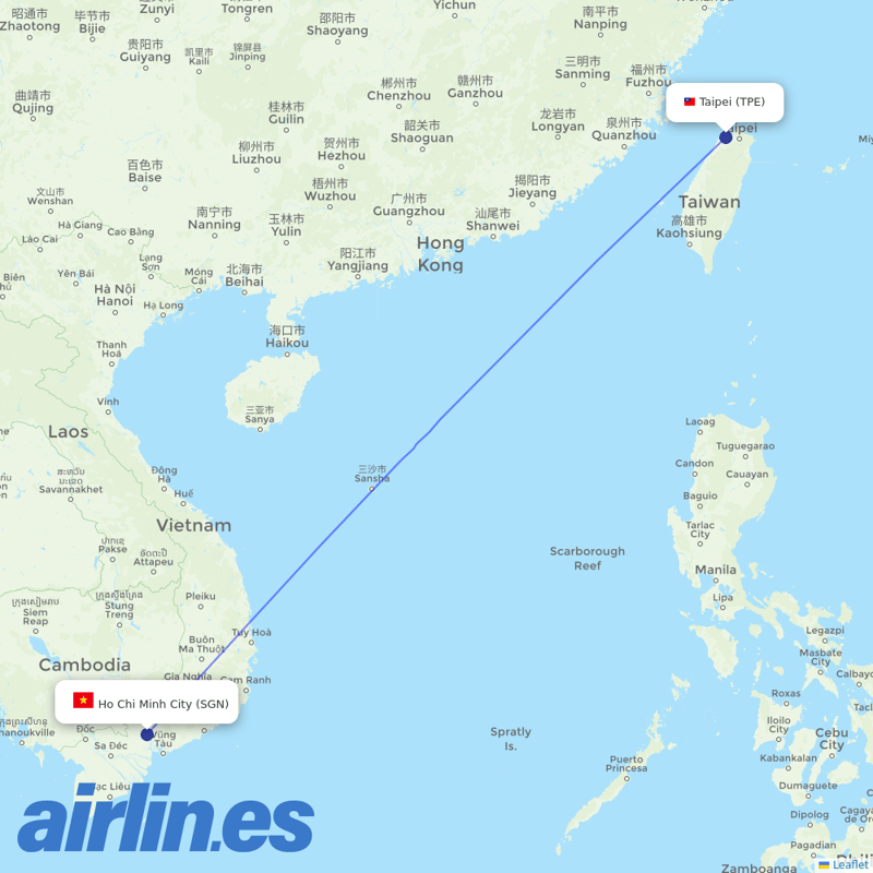 UNI Air from Taoyuan International Airport destination map