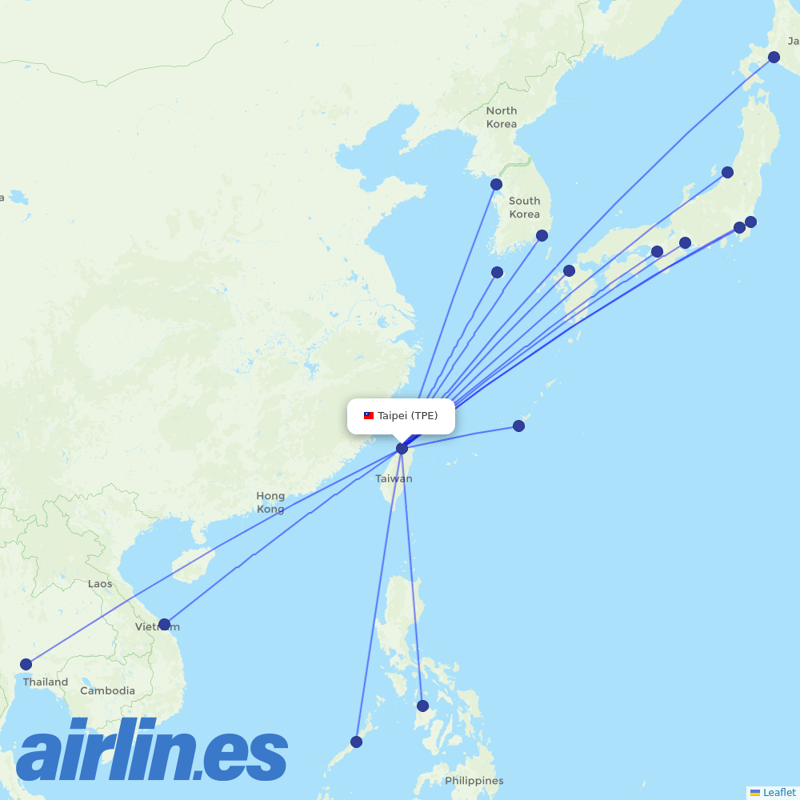 Tigerair Taiwan from Taoyuan International Airport destination map