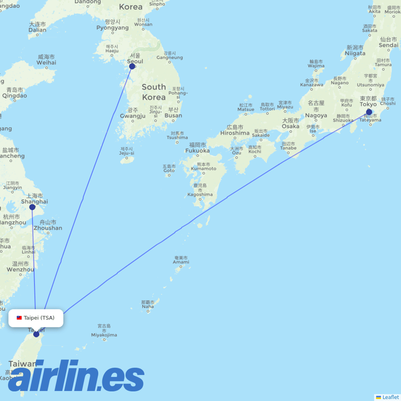 China Airlines from Sungshan destination map