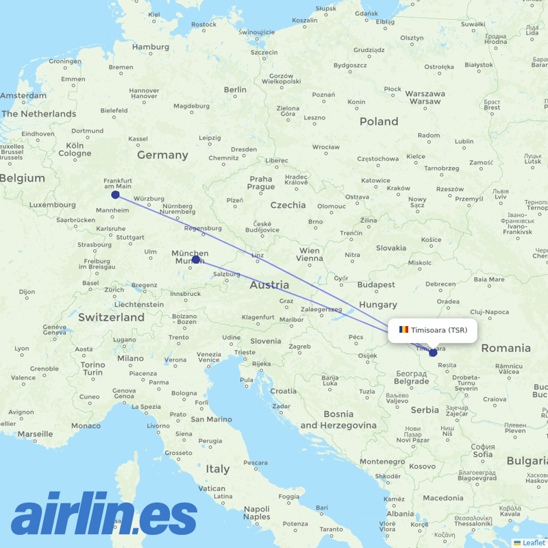 Lufthansa from Giarmata destination map