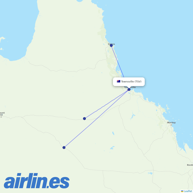 Rex Regional Express from Townsville destination map