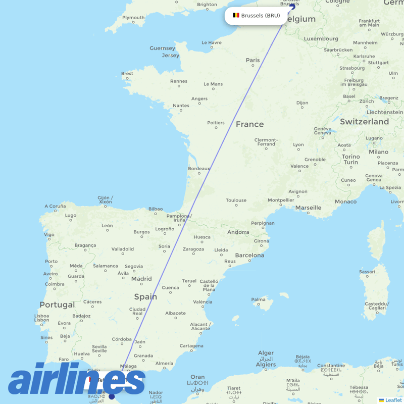 TUI Airlines Belgium from Saniat Rmel destination map