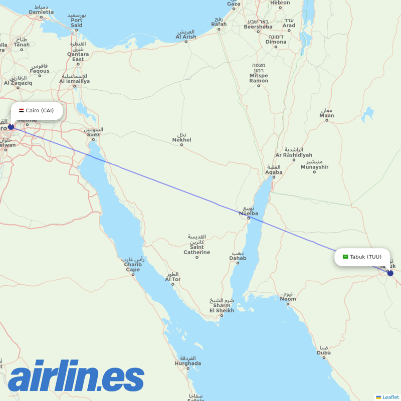 Air Arabia Egypt from Tabuk destination map