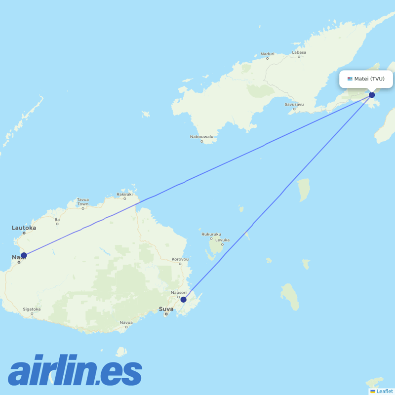 Fiji Airways from Taveuni destination map