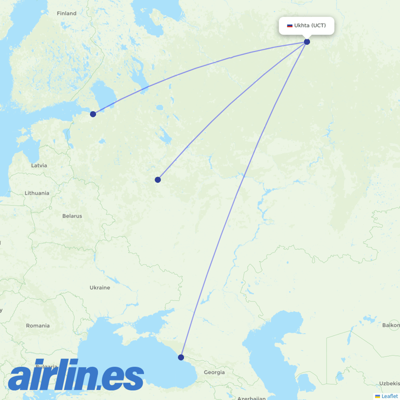Severstal Aircompany from Ukhta destination map