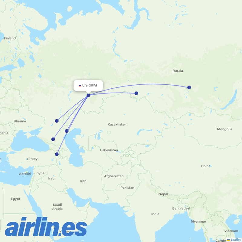 Azimuth Airlines from Ufa destination map