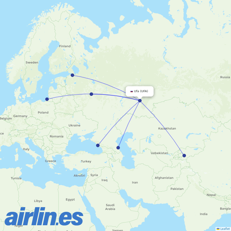 Nordwind Airlines from Ufa destination map